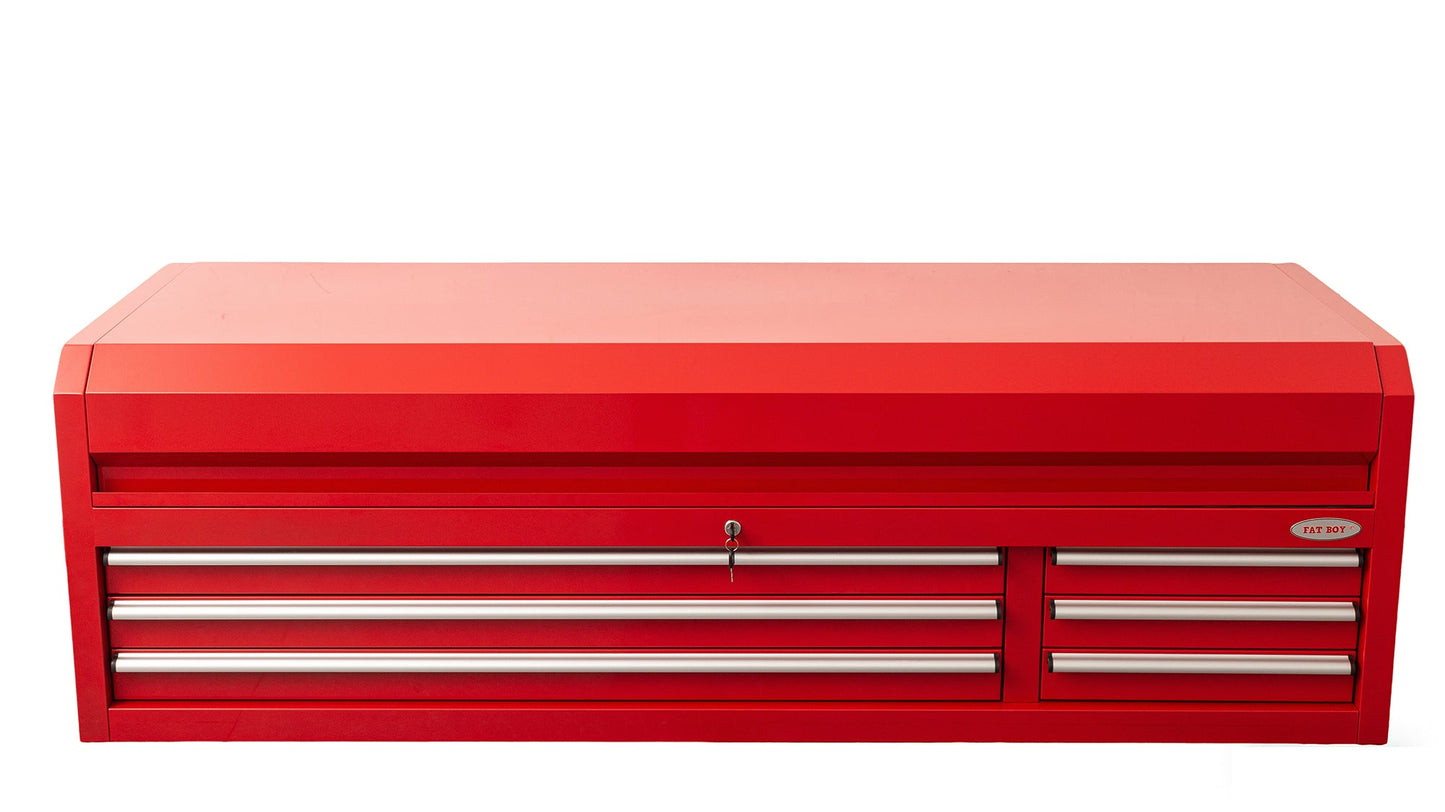 Fatboy 72" Upper Tool Chest – Heavy - Duty 6 Drawer Steel Tool Storage Cabinet with Flip - Up Lid - with 72" Upper Tool Chest – Red | Sold by Uncle Wiener's Wholesale