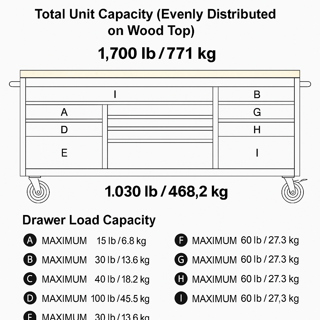 Fatboy Xtra Wide 17 - Drawer Tool Box – Heavy - Duty Roller Tool Bench Storage - with Stainless Steel | Sold by Uncle Wiener's Wholesale