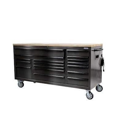 Fatboy Xtra Wide 17-Drawer Tool Box – Heavy-Duty Roller Tool Bench Storage - Tool Benches & Workstations with Black Stainless | Sold by Uncle Wiener's Wholesale