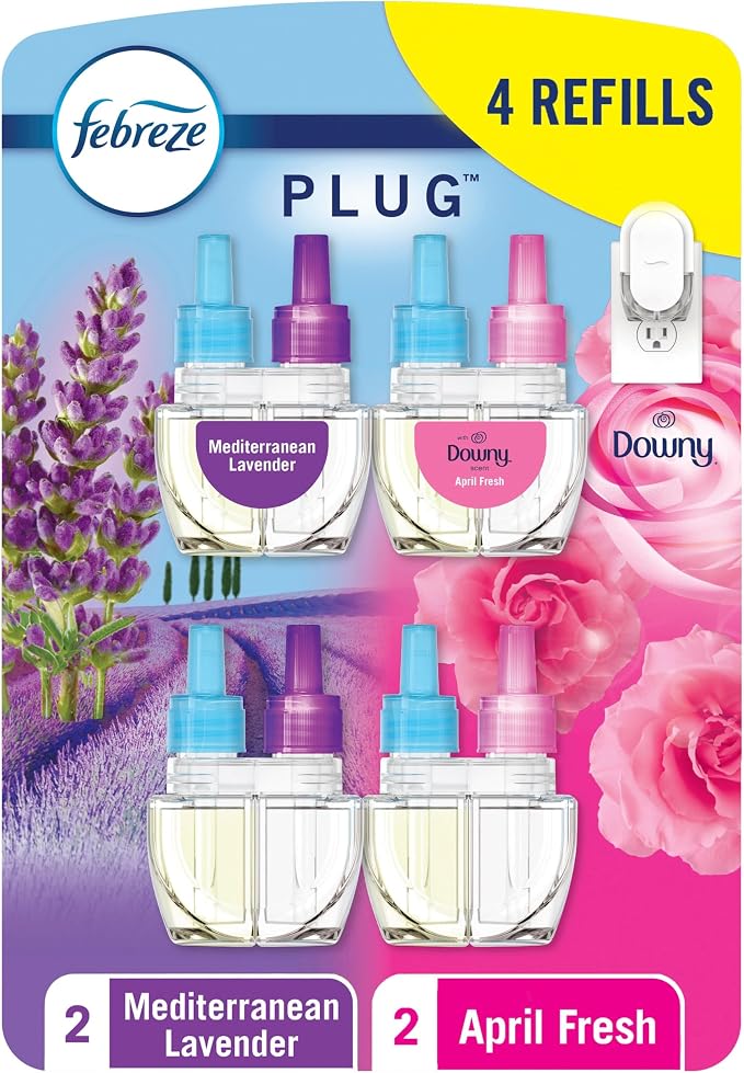 Febreze Plug-In Air Freshener Oil Refills – Odor-Fighting Home Scent Refills, 4 Count - Home products with April Fresh & Mediterrian Lavender | Sold by Uncle Wiener's Wholesale