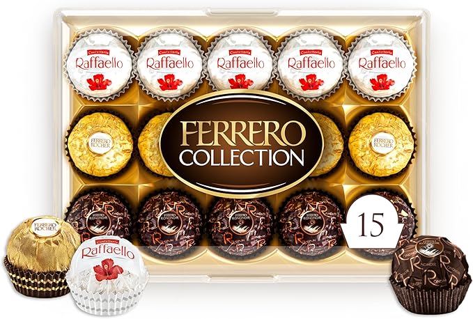 Ferrero Collection Assorted Chocolates Gift Box – Rocher, Raffaello & Rondnoir, 15 Count, 172 g - Snack with | Sold by Uncle Wiener's Wholesale