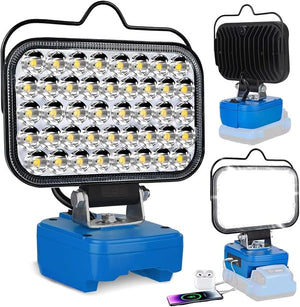 Fihiio 90W Portable LED Work Light for Kobalt 24V Battery – 7000LM Cordless Flood Light with USB Charging Ports