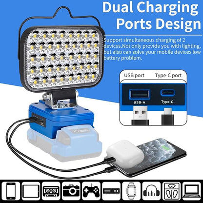 Fihiio 90W Portable LED Work Light for Kobalt 24V Battery – 7000LM Cordless Flood Light with USB Charging Ports - Electronics with | Sold by Uncle Wiener's Wholesale