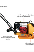 Handlebars and water tank on commercial-grade compactor for asphalt and soil