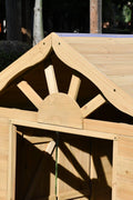 Fir Wood Kids Playhouse with Shuttered Windows & Sunburst Roof C1081G - with | Sold by Uncle Wiener's Wholesale
