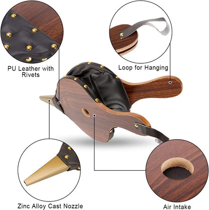 Fireplace Bellows 17" × 7.5" Large Wood Fire Air Blower With Cast Nozzle S1361 - with | Sold by Uncle Wiener's Wholesale