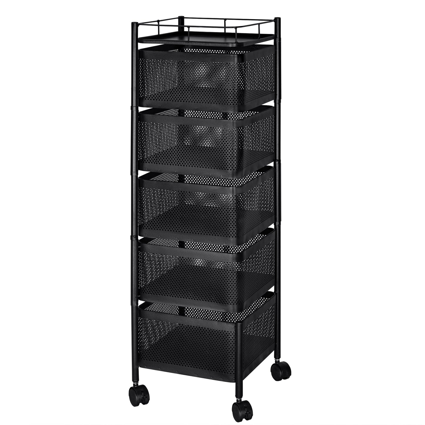 Five - Layer Rolling Storage Cart Carbon Steel with Baskets Organizer AMCSS508 - with | Sold by Uncle Wiener's Wholesale