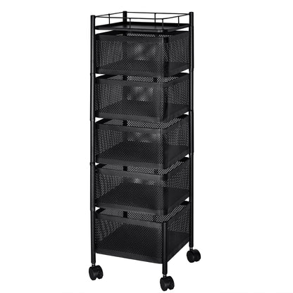 Five - Layer Rolling Storage Cart Carbon Steel with Baskets Organizer AMCSS508 - with | Sold by Uncle Wiener's Wholesale