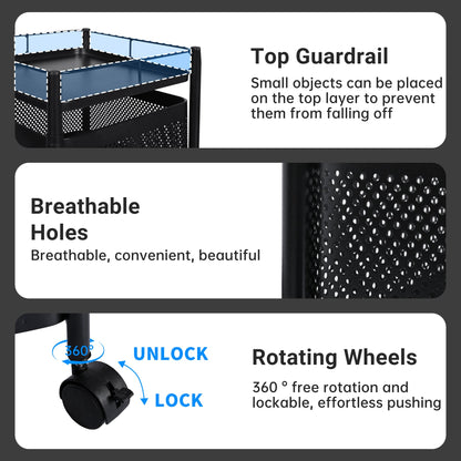 Five - Layer Rolling Storage Cart Carbon Steel with Baskets Organizer AMCSS508 - with | Sold by Uncle Wiener's Wholesale