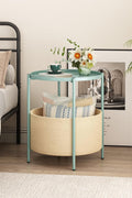 FIXWAL Round Side Table with Fabric Storage Basket – Modern Metal End Table for Living Room, Bedroom, or Office – 11132024 - with SALE PRICE: $19.95 EA | Sold by Uncle Wiener's Wholesale