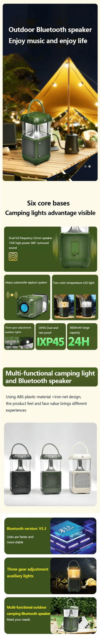 Flame Light Bluetooth Speaker Outdoor Waterproof Lantern Speaker with Ambient LED Light for Patio, Garden, Camping &amp; Desk FLMBT6 - with | Sold by Uncle Wiener's Wholesale