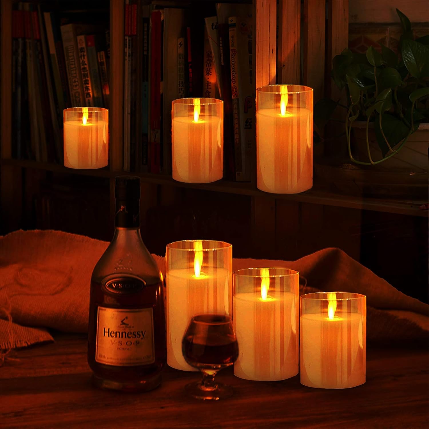 Flameless LED Glass Pillar Candles with Flickering Moving Flame, 3 - Piece Battery Operated Candle Set with Timer & Remote S6203 - with | Sold by Uncle Wiener's Wholesale