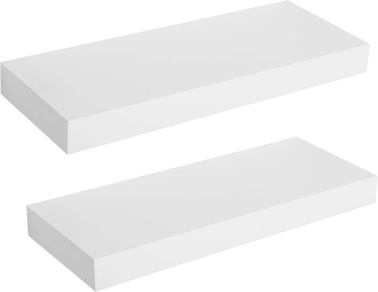 Floating Wall Shelves Set of 2, 15.7 Inch Display Shelves, Decorative Wall Mounted Shelves for Living Room, Bedroom, Bathroom and Kitchen White LWS14WT - with | Sold by Uncle Wiener's Wholesale