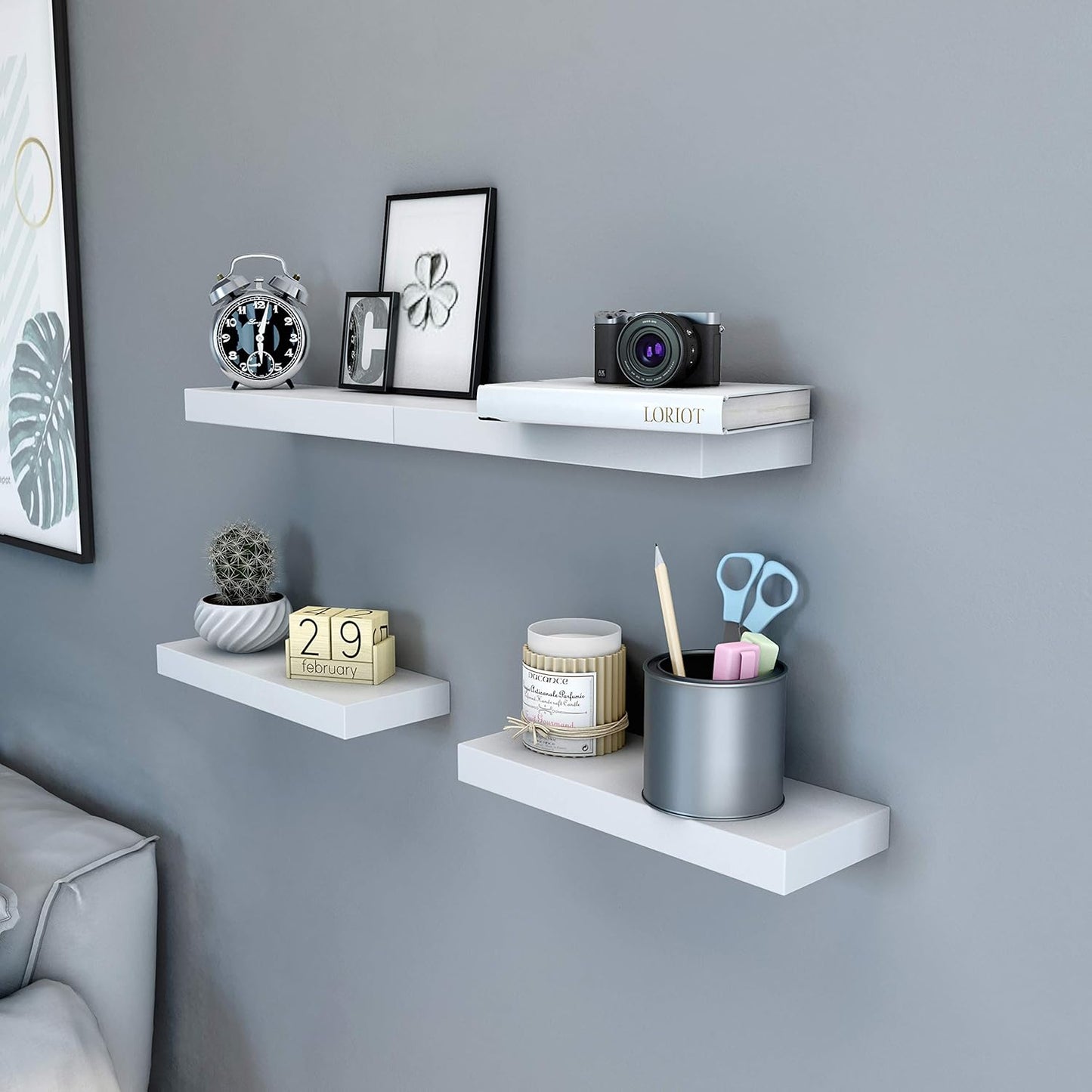 Floating Wall Shelves Set of 2, 15.7 Inch Display Shelves, Decorative Wall Mounted Shelves for Living Room, Bedroom, Bathroom and Kitchen White LWS14WT - with | Sold by Uncle Wiener's Wholesale