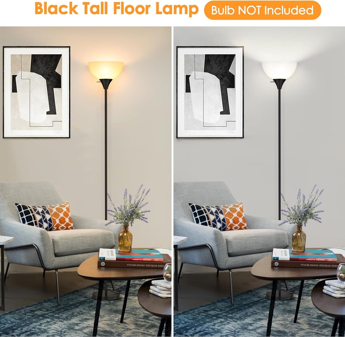 Floor Lamp Tall Standing Light with Bulb Included Black L7242 - with | Sold by Uncle Wiener's Wholesale