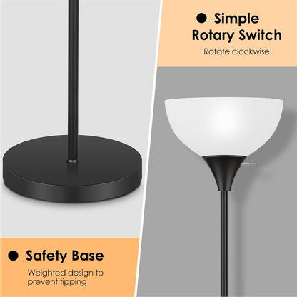Floor Lamp Tall Standing Light with Bulb Included Black L7242 - with | Sold by Uncle Wiener's Wholesale
