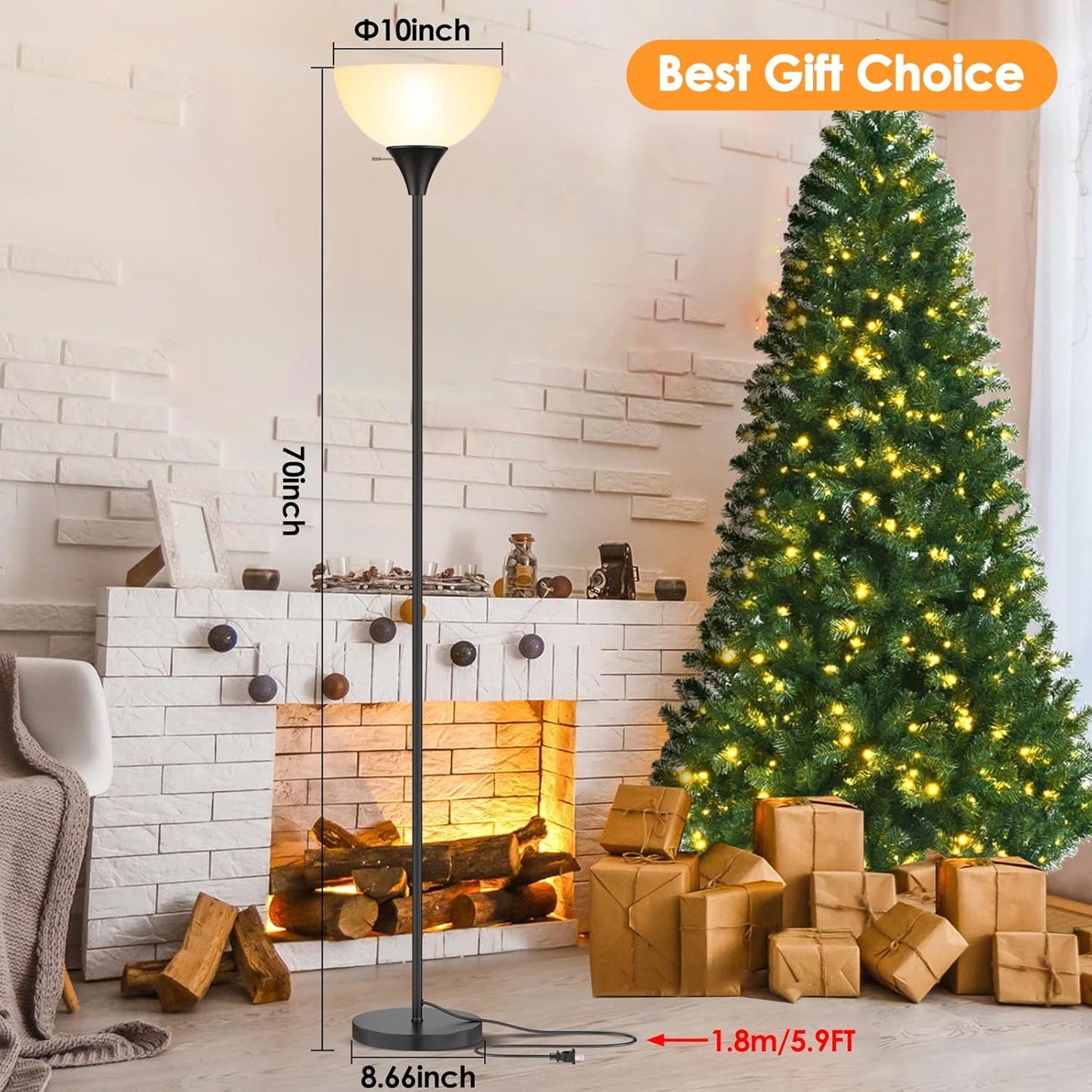 Floor Lamp Tall Standing Light with Bulb Included Black L7242 - with | Sold by Uncle Wiener's Wholesale