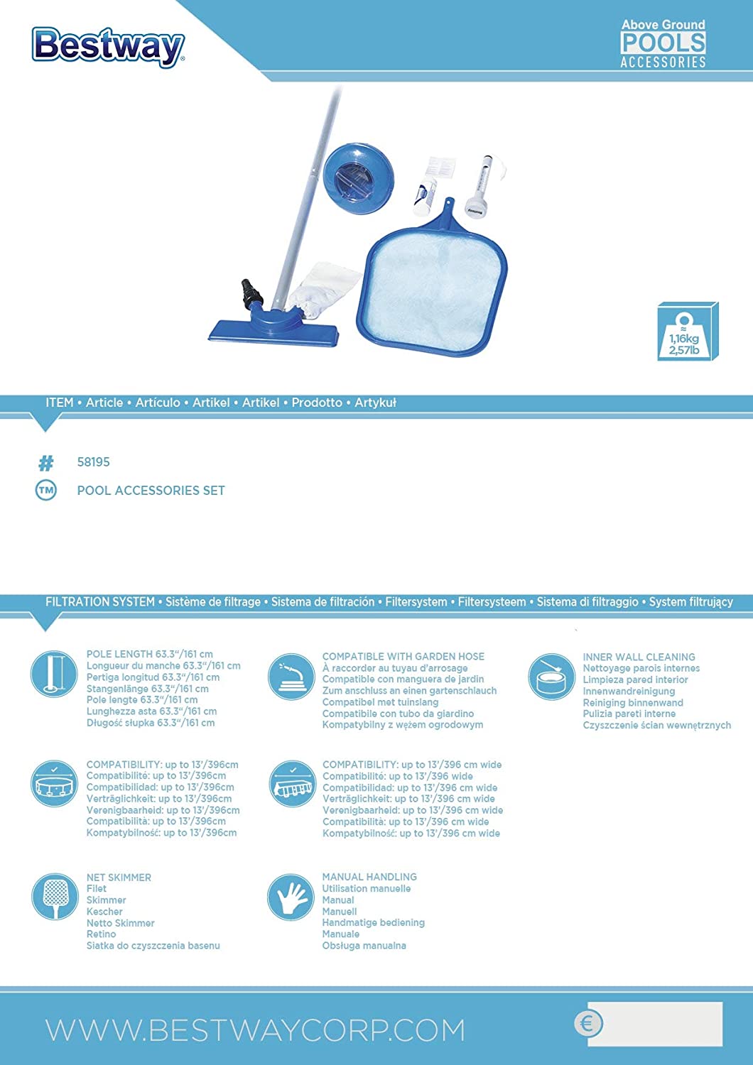 Flow Clear Pool Cleaning Accessories Set – Vacuum, Skimmer & Thermometer 58195 - with | Sold by Uncle Wiener's Wholesale