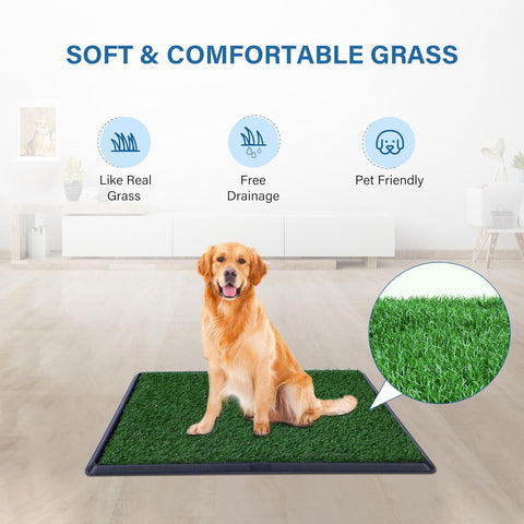 FluffyDream Dog Grass Pad with Tray, 20"x25" Artificial Grass for Dogs Potty Strong Absorbency Dog Grass Pad with Tray, Litter Box Training Pad - with Green | Sold by Uncle Wiener's Wholesale