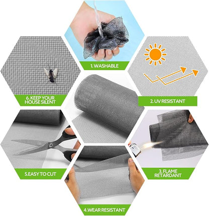 FLYZZZ Fiberglass Screen Door Repair Kit – 48" × 16.4 ft Replacement Window & Patio Screen Mesh - General Equipment with | Sold by Uncle Wiener's Wholesale