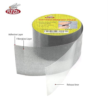 FLYZZZ Window Screen Repair Tape 2" x 16.4 FT – Waterproof Fiberglass Mesh Patch Tape for Window & Screen Door Repair - General Equipment with | Sold by Uncle Wiener's Wholesale