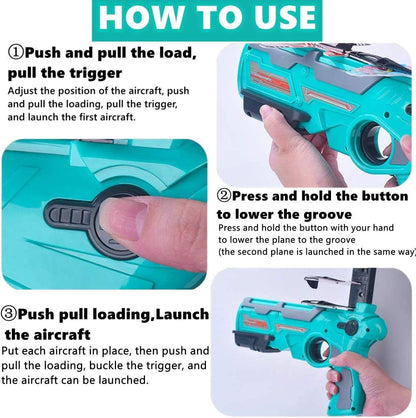 Foam Airplane Launcher Gun Toy with Hand Throw Glider for Kids CPS270890 - with | Sold by Uncle Wiener's Wholesale