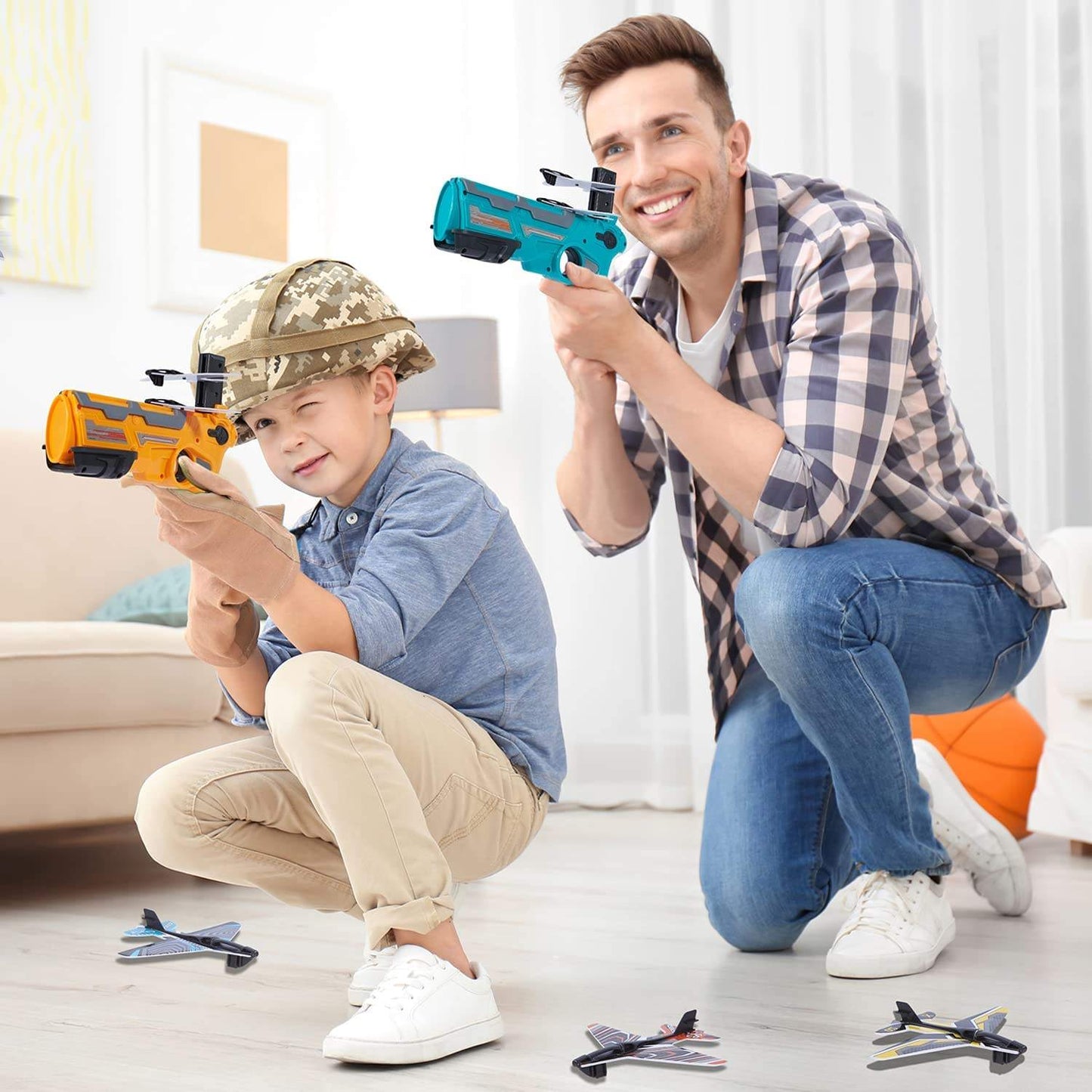 Foam Airplane Launcher Gun Toy with Hand Throw Glider for Kids CPS270890 - with | Sold by Uncle Wiener's Wholesale