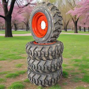 Foam-Filled Skid Steer Tire & Rim Assemblies – No-Flat Heavy-Duty Replacements for Bobcat, Sizes 10x16.5 & 12x16.5