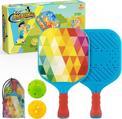 Foayex Kids Pickleball Paddles Set of 2 Lightweight Child Size Outdoor Toy Set Colorful - Toys with | Sold by Uncle Wiener's Wholesale