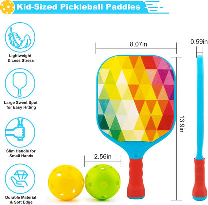 Foayex Kids Pickleball Paddles Set of 2 Lightweight Child Size Outdoor Toy Set Colorful - Toys with | Sold by Uncle Wiener's Wholesale