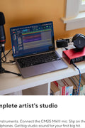 Focusrite Scarlett 2i2 Studio Bundle 4th Gen – Full Package View
Focusrite CM25 MkIII Condenser Microphone and SH-450 Headphones
Focusrite 2i2 4th Gen USB Audio Interface – Close Up
Home Recording Studio Bundle with Mic, Interface, Headphones
Focusrite Scarlett Audio Interface and Accessories – Top View
