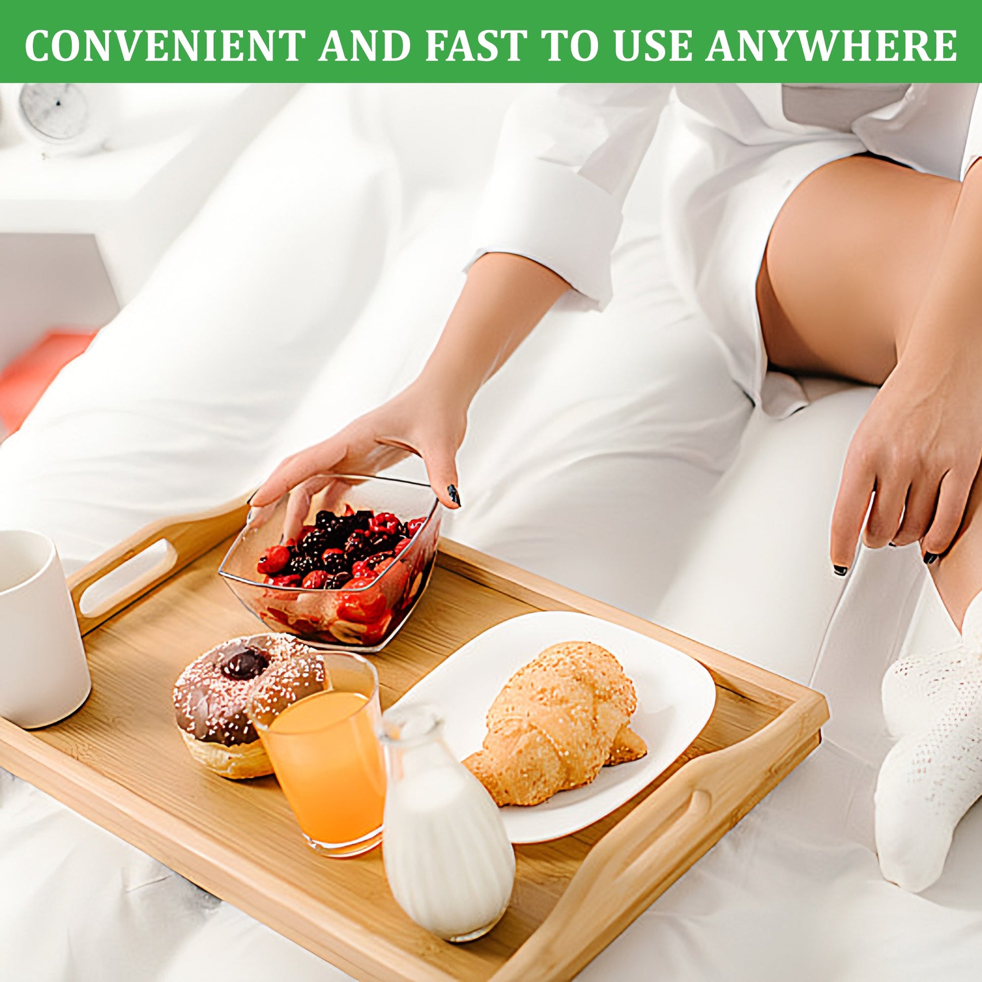 Foldable Bamboo Bed Tray Table 23.6" x 11.8" Breakfast Serving Tray with Legs AMBKT50 - with | Sold by Uncle Wiener's Wholesale