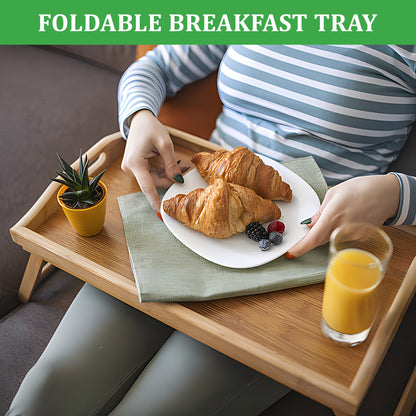Foldable Bamboo Bed Tray Table 23.6" x 11.8" Breakfast Serving Tray with Legs AMBKT50 - with | Sold by Uncle Wiener's Wholesale