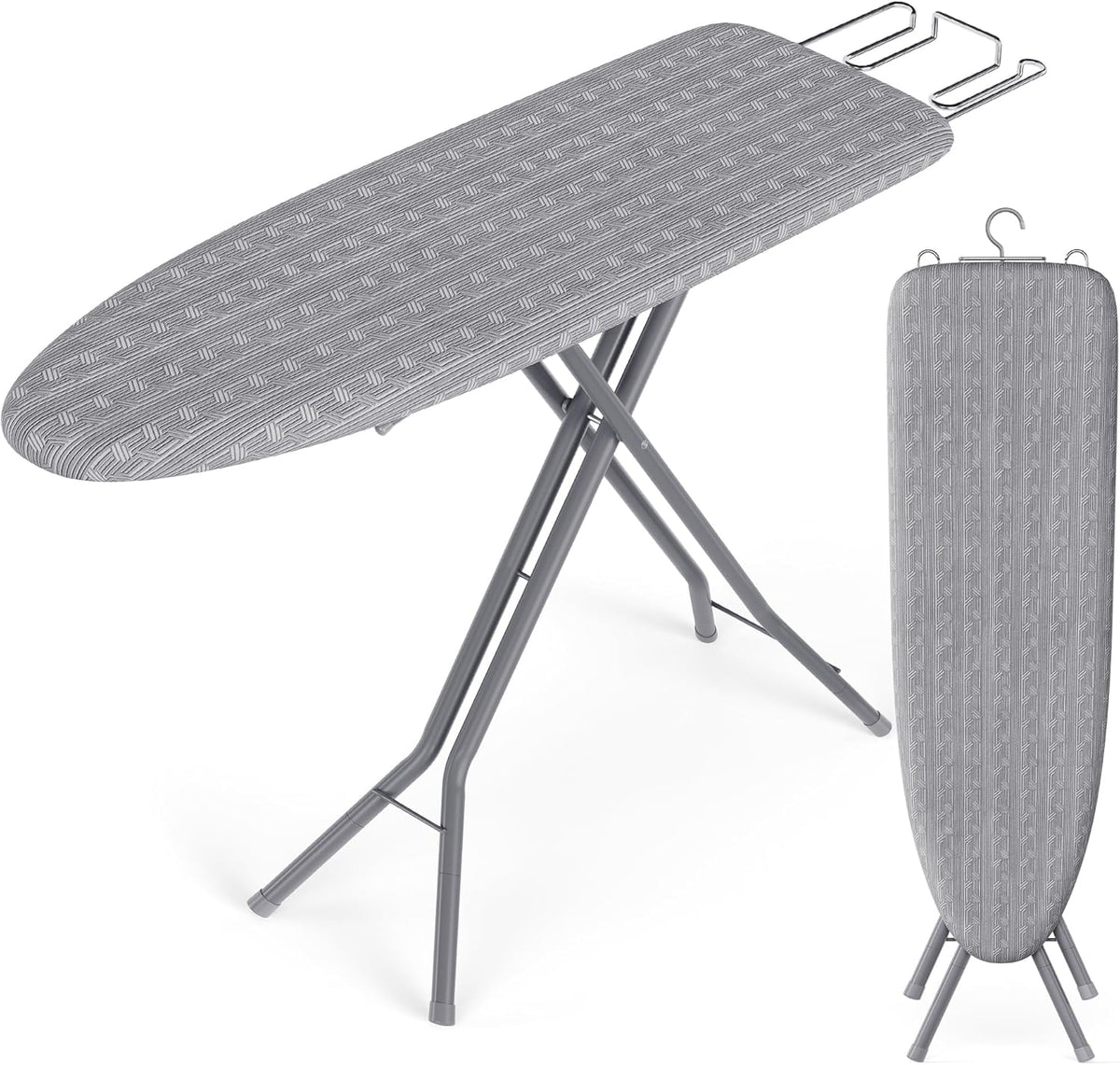 Foldable Ironing Board with Adjustable Height, Ironing Board with Iron Rest, Hook and 4 Layer Cover 43 Inch Dove Gray LLB001G01 - with | Sold by Uncle Wiener's Wholesale