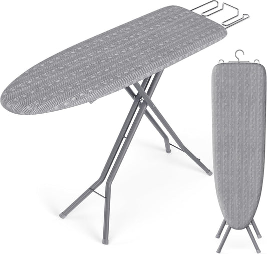 Foldable Ironing Board with Adjustable Height, Ironing Board with Iron Rest, Hook and 4 Layer Cover 43 Inch Dove Gray LLB001G01 - with | Sold by Uncle Wiener's Wholesale