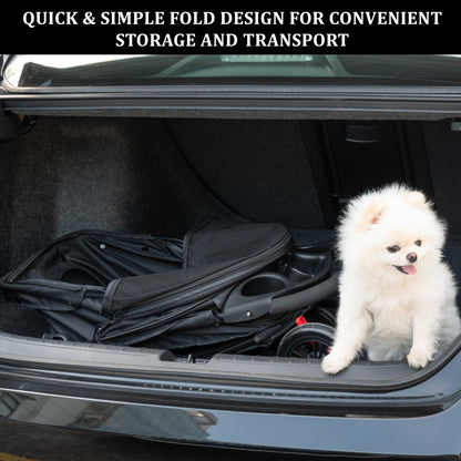 Foldable Pet Stroller for Small Dogs & Cats with Mesh Panels, Cup Holder, Storage Basket & 6.3" Wheels PS1037 - with | Sold by Uncle Wiener's Wholesale