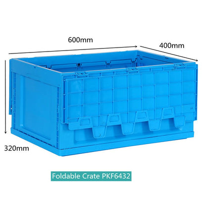 Foldable Plastic Storage Crate 23.6" × 15.7" × 12.6" – Collapsible Stackable Utility Bin FPC2432 - with | Sold by Uncle Wiener's Wholesale