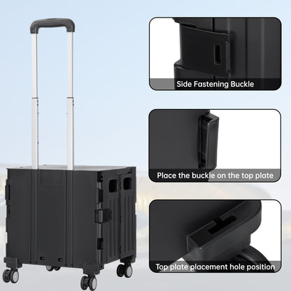Foldable Shopping Cart with Lid 45L Rolling Storage Cart with 360° Wheels Black AMBWC303 - with | Sold by Uncle Wiener's Wholesale