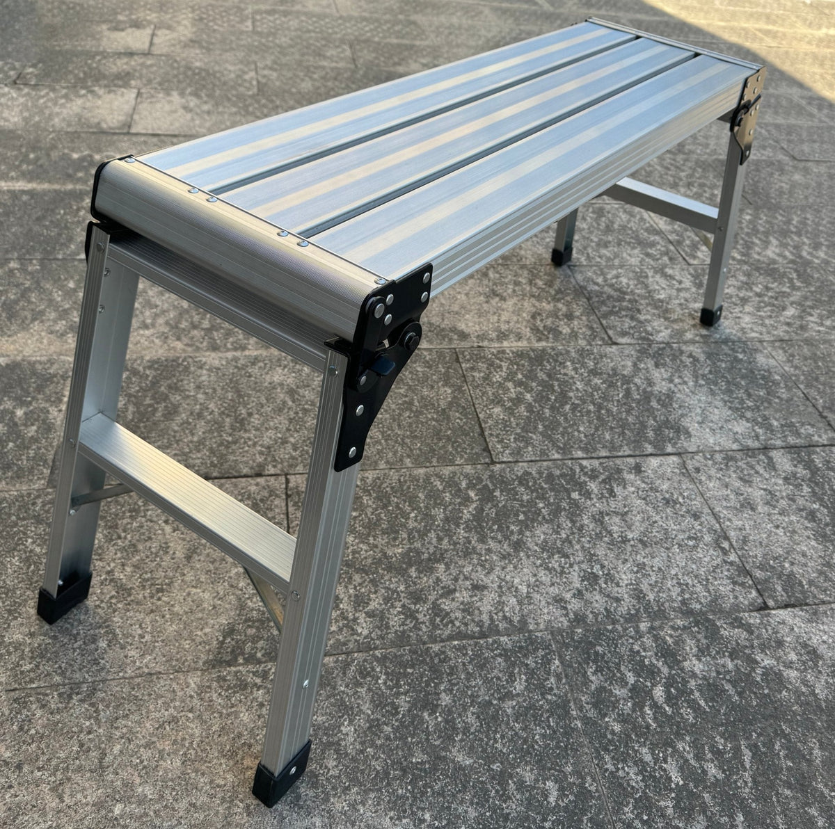 Folding Aluminum Work Platform – Adjustable Height, Heavy-Duty Step La ...