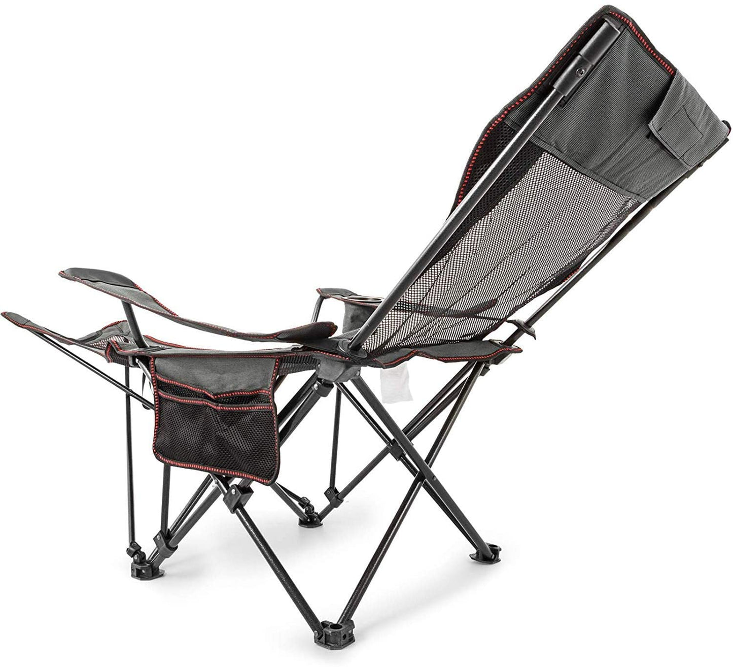 Folding Camping Chair with Adjustable Footrest – Breathable Mesh & Cup Holder – 330lbs Capacity – 1228804 - with | Sold by Uncle Wiener's Wholesale