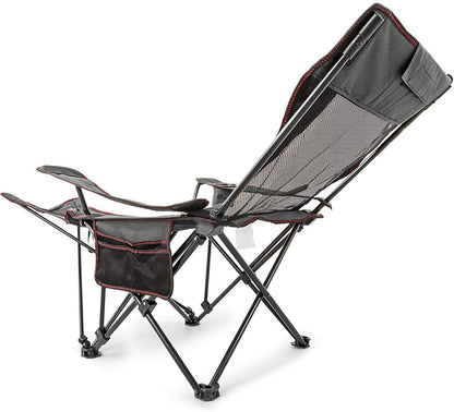Folding Camping Chair with Adjustable Footrest – Breathable Mesh & Cup Holder – 330lbs Capacity – 1228804 - with | Sold by Uncle Wiener's Wholesale