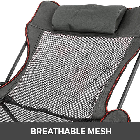 Folding Camping Chair with Adjustable Footrest – Breathable Mesh & Cup Holder – 330lbs Capacity – 1228804 - with | Sold by Uncle Wiener's Wholesale
