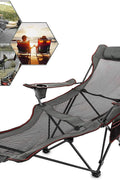 Folding Camping Chair with Adjustable Footrest – Breathable Mesh & Cup Holder – 330lbs Capacity – 1228804 - with | Sold by Uncle Wiener's Wholesale