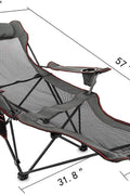 Folding Camping Chair with Adjustable Footrest – Breathable Mesh & Cup Holder – 330lbs Capacity – 1228804 - with | Sold by Uncle Wiener's Wholesale