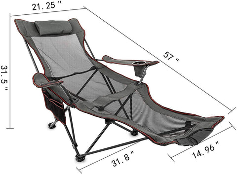 Folding Camping Chair with Adjustable Footrest – Breathable Mesh & Cup Holder – 330lbs Capacity – 1228804 - with | Sold by Uncle Wiener's Wholesale