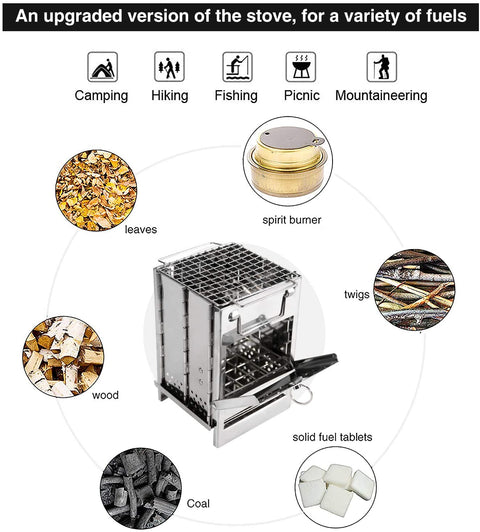 Folding and compact portable camp stove demonstration image