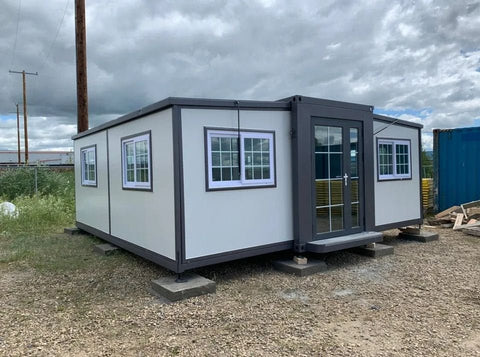 Folding Container House – Portable 19FT & 16.5FT Off - Grid Office, Cabin or Tiny Home - Folding Container Home / Portable Office Cabin with 16.5 FT X 20 FT | Sold by Uncle Wiener's Wholesale