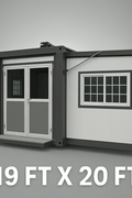 "Foldable insulated container home with windows and door – 19FT model"

"Portable prefab tiny home cabin for off-grid living and remote offices"

"Modular container house interior layout – white insulated walls and windows"