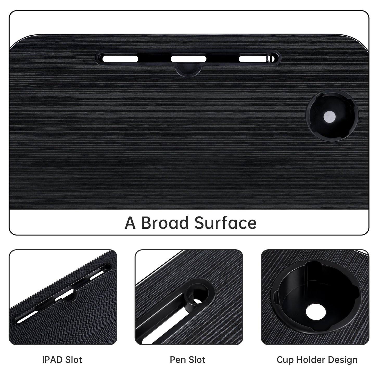 Folding Laptop Table for Bed & Sofa with Cup Holder – Portable Breakfast Tray, Laptop Bed Desk, Steel Legs, Black AMMBT64 - with | Sold by Uncle Wiener's Wholesale