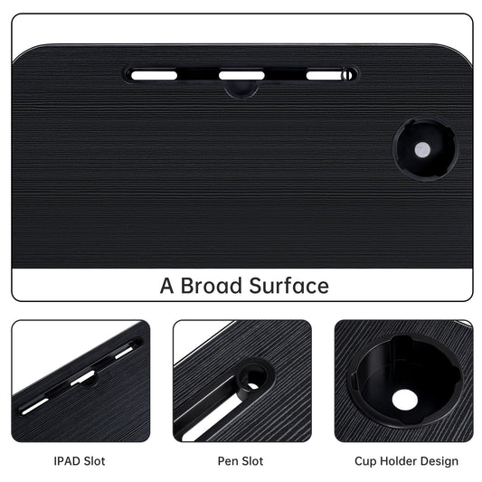 Folding Laptop Table for Bed & Sofa with Cup Holder – Portable Breakfast Tray, Laptop Bed Desk, Steel Legs, Black AMMBT64 - with | Sold by Uncle Wiener's Wholesale